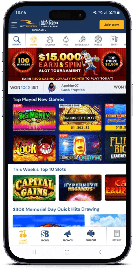 BetRivers Casino UI